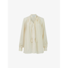 Leem Womens Off White Tassel Loose-fit Woven Blouse In Off White