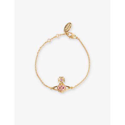 Vivienne Westwood Jewellery Willa Bas Relief Gold-tone Brass And Crystal-embellished Bracelet In Gold / Light Rose