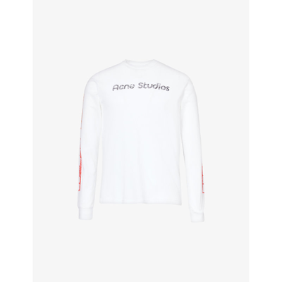 Acne Studios Mens Optic White Etez Logo-print Cotton T-shirt