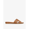 CARVELA CARVELA WOMEN'S TAN SEVILLE STUD-EMBELLISHED LEATHER FLAT SANDALS