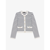 Maje Womens Bleus Stripe-pattern Stretch-knit Cardigan In Bleus