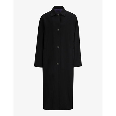 Hugo Boss Naomi X Boss Water-repellent Coat In Virgin Wool In Black