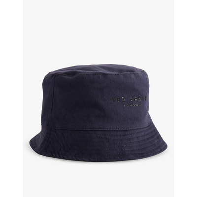 Ted Baker Mens Navy Bennjie Logo-embroidered Cotton-blend Bucket Hat