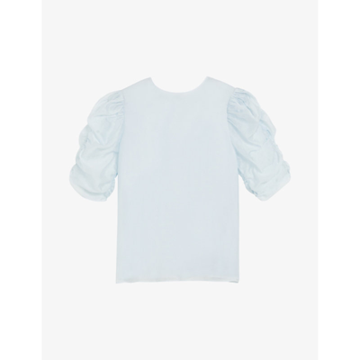 Ted Baker Womens Lt-blue Puff-sleeved Round-neck Organza Top In Lt-blue