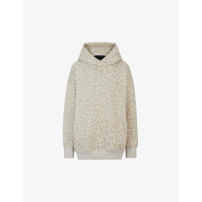 Hugo Boss Naomi X Boss Longline Hoodie With Leopard Pattern In White