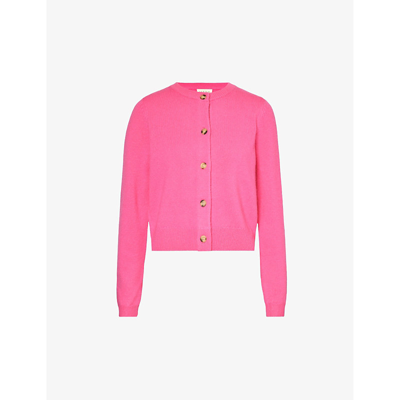 Aspiga Womens Bright Pink Brittany Brushed-texture Wool Cardigan