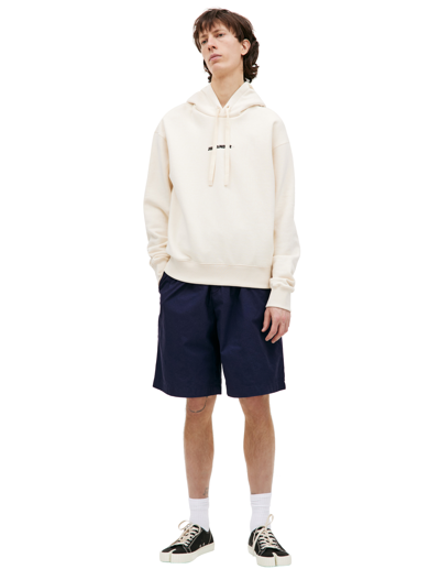 Jil Sander Oversized Logo Hoodie In Beige