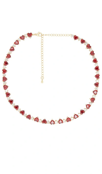 Bonbonwhims Heart To Heart Tennis Necklace In Red