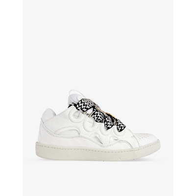 Lanvin Curb Leather And Mesh Low-top Trainers In White/black