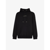 Lanvin Embroidered Logo Black Hoodie With Kangaroo Pocket In Black