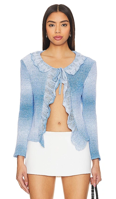 Msgm Frilled-detail Cardigan In Blue