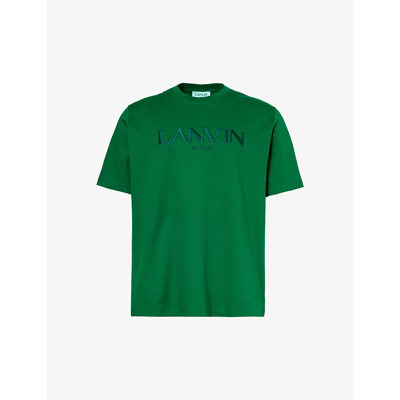 Lanvin Mens Bottle Paris Brand-embroidered Cotton-jersey T-shirt