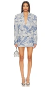 Msgm Daisy Jacquard Blazer In Blue