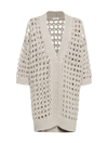 Brunello Cucinelli Open-knit Cardigan In Nude & Neutrals