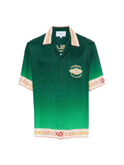 Casablanca Unity Is Power Silk Shirt In Green