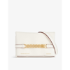 Victoria Beckham Womens White Chain-embellished Mini Leather Pouch Bag