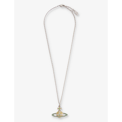 Vivienne Westwood Jewellery Kika Silver-tone Brass Topaz And Peridot Pendant Necklace In Platinum/topaz,erin