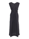 Fabiana Filippi Relaxed Black Midi Dress With Gathered Waist In Black