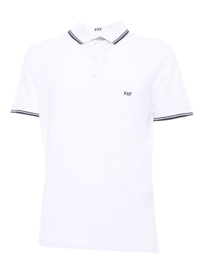 Fay Polo Db Collar Piquet Str. Stripes In White