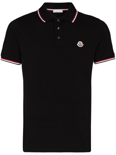 Moncler Classic Logo Polo Shirt In Black
