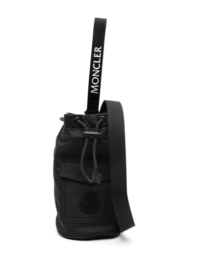 Moncler Logo-patch Mini Bucket Bag In Black