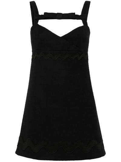 Patou Scallop-trim Mini Dress In Black