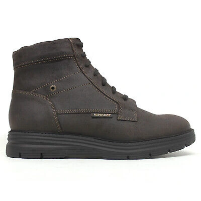 Pre-owned Mephisto Mens Boots Cameron Casual Zip-up Lace-up Ankle Leather In Dark Brown