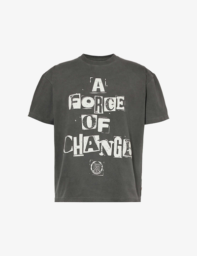 Honor The Gift Mens Black Force For Change Graphic-print Cotton-jersey T-shirt