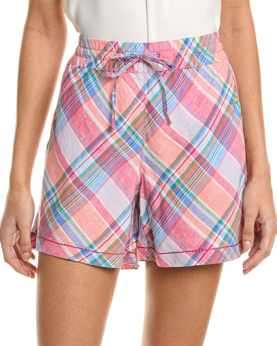 Tommy Bahama Madras Plaid High-rise Easy Linen Short In Pink