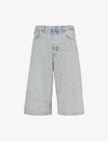 ACNE STUDIOS TEXTURED-PATTERN BRAND-PATCH DENIM SHORTS