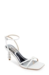 Badgley Mischka Women's Callie Square Toe Crossover Strap High Heel Sandals In White Leather