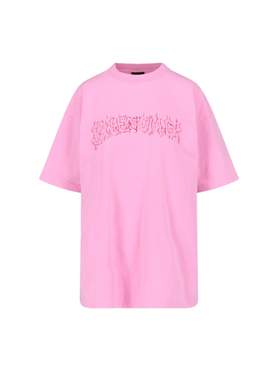 Balenciaga Logo T-shirt In Pink