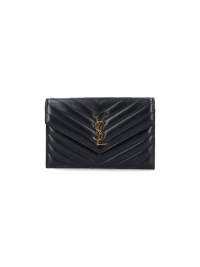 Saint Laurent "envelope Cassandre" Chain Wallet In Black  