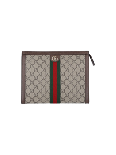 Gucci 'ophidia' Pouch In Brown