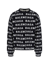 Balenciaga Logo All Over Print Pullover Sweater In Black  