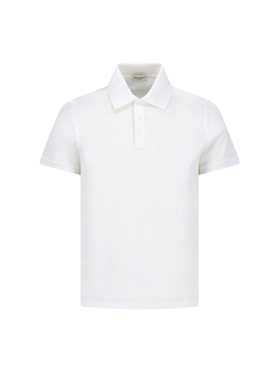 Saint Laurent Monogram Polo Shirt In White