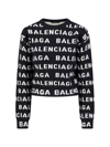Balenciaga Allover Logo Wool Cropped Sweater In Black