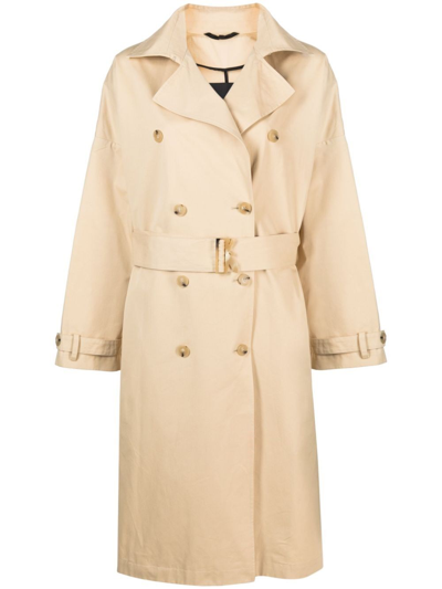 Patrizia Pepe Double-breasted Cotton Coat In Beige