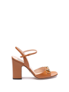 Gucci Leather Block Heel Sandals With Gold-tone Hardware In Brown