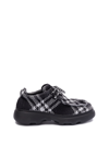 Burberry Textured Black And White Pattern Sneakers In Black
