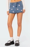 Edikted Women's Alivia Satin Bow Denim Micro Skort In Blue