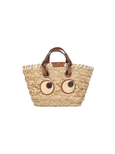 Anya Hindmarch Small Paper Eyes Basket Tote Bag In Neutres