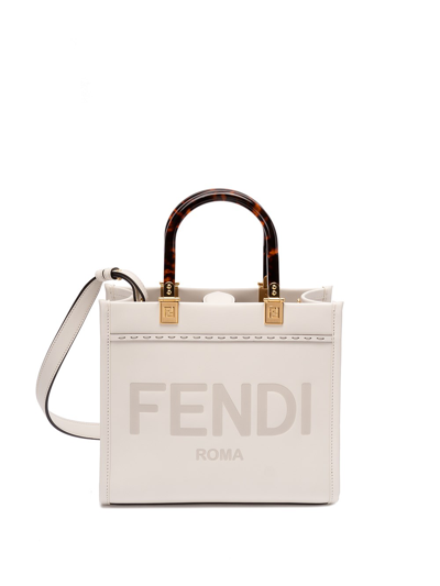 Fendi Sunshine` Tote Bag In White