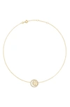 TORY BURCH MILLER PAVÉ DOUBLE RING PENDANT NECKLACE