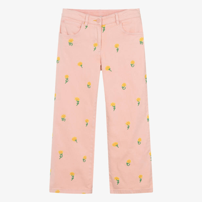 Stella Mccartney Kids Teen Girls Pink Sunflowers Wide Leg Jeans