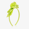 BALLOON CHIC GIRLS GREEN FLORAL BOW LINEN HAIRBAND