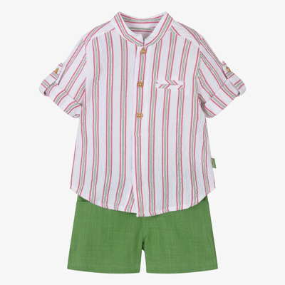 Tutto Piccolo Kids' Boys Green Cotton Shorts Set