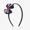 TUTTO PICCOLO GIRLS BLUE STRIPED BOW HAIRBAND