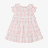 TUTTO PICCOLO GIRLS FRILLY PINK COTTON GINGHAM DRESS