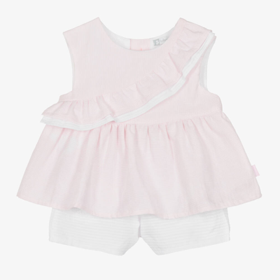 Tutto Piccolo Babies' Girls Pink Ruffle Shorts Set